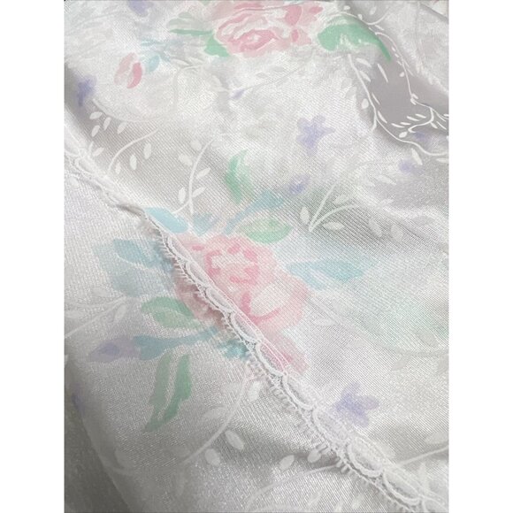 Vanity Fair Vintage Ivory White And Pink Floral Lacy Sleeveless NightGown Size M - Picture 5 of 12